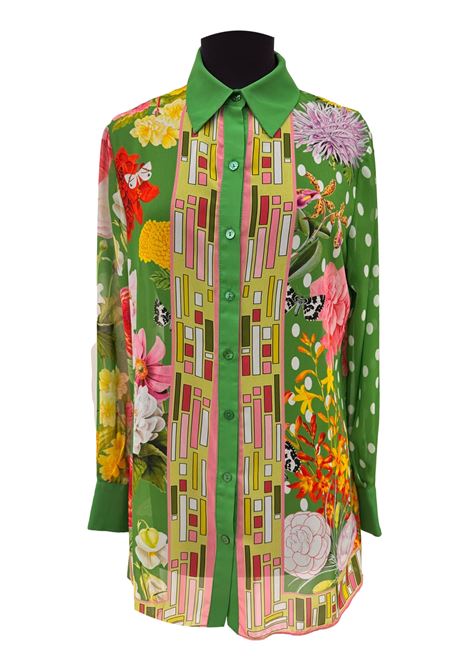 Floral patterned shirt with appliqués GAI MATTIOLO | shirts | LV1272verde foresta
